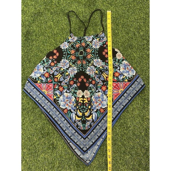 OLM Halter Top Womens Large Handkerchief Hem Floral Print Psychedelic - Picture 15 of 15